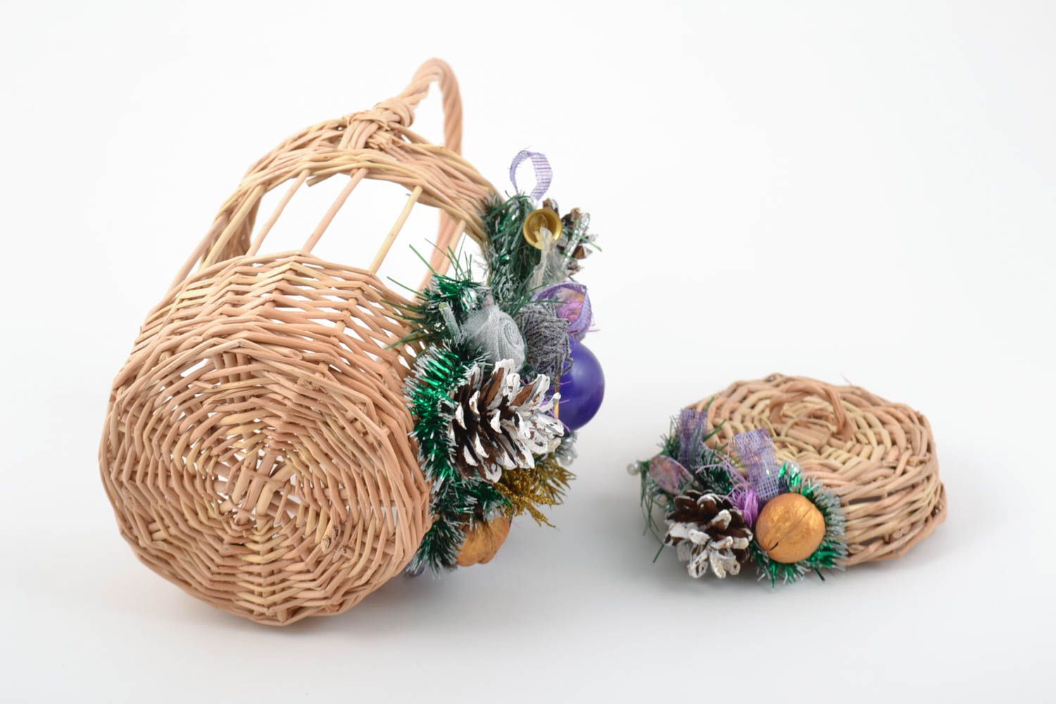 Beautiful handmade designer woven Easter basket with lid photo 4