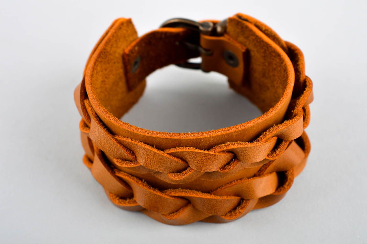 Браслет ручной работы кожаный браслет коричневый украшение из натуральной кожи фото 2