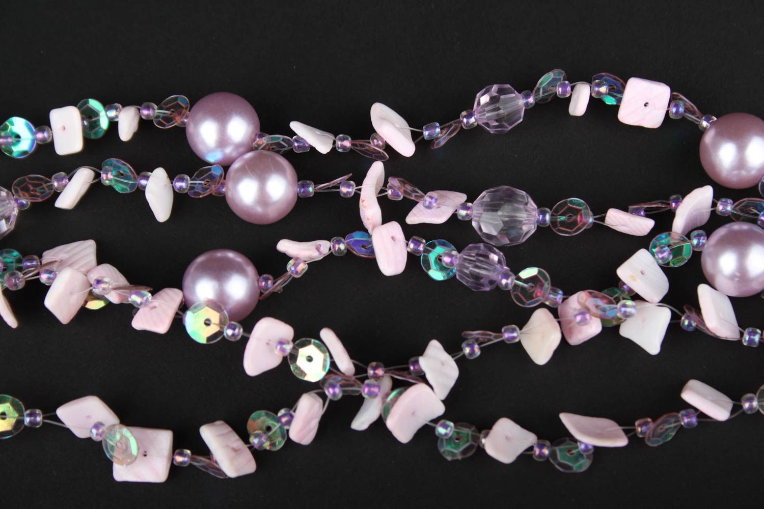 Handmade lilac beads unusual gift for sister design jewelry bead necklace  photo 4