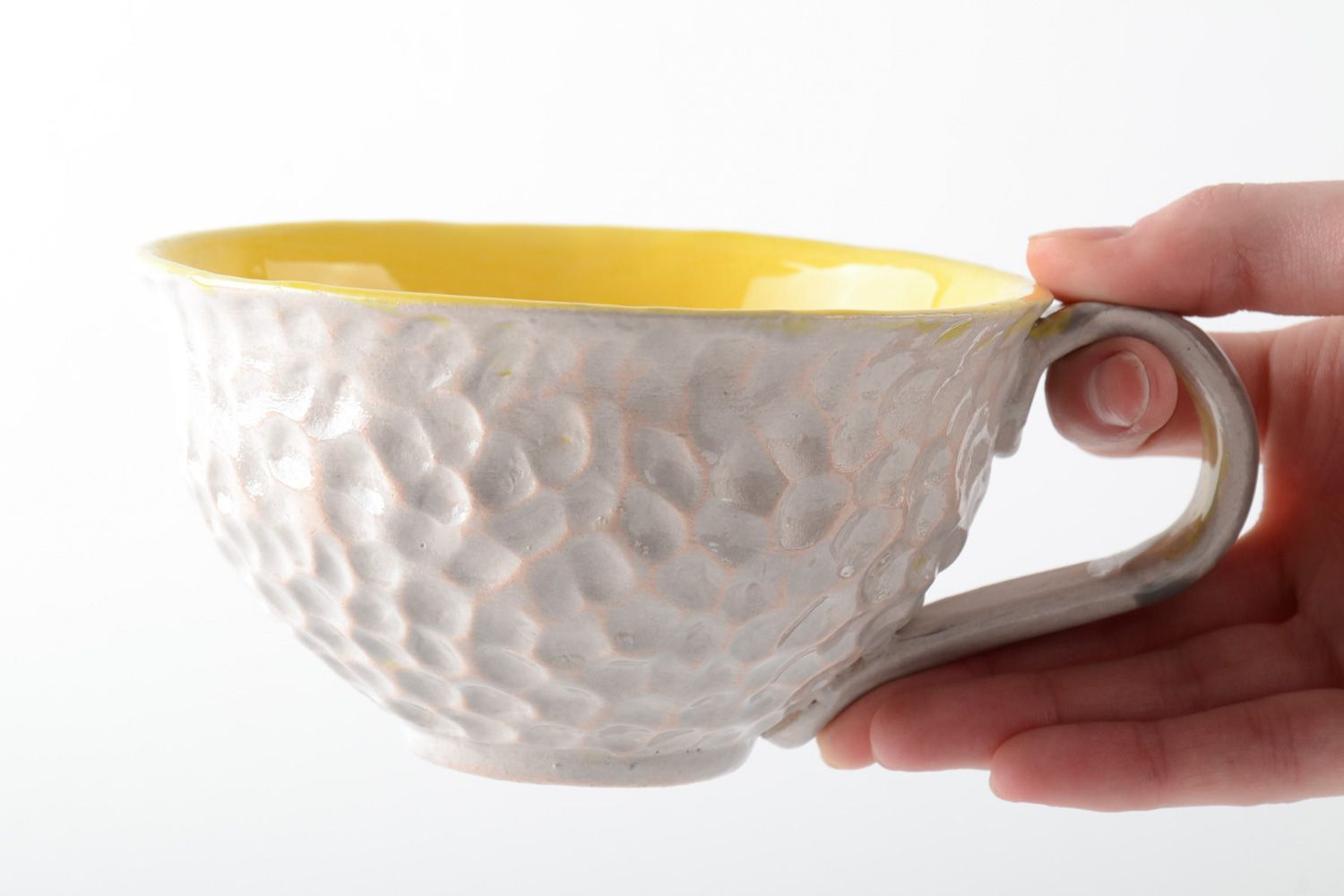 Tasse en argile à poterie faite main originale couverte de glaçure pour thé photo 5