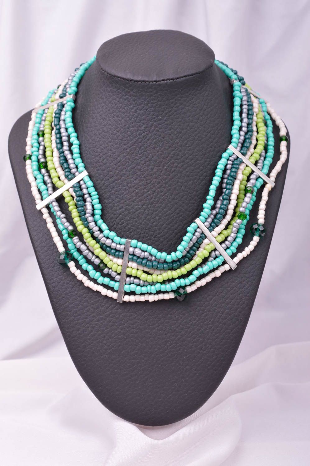 Handmade designer beaded necklace unusual stylish necklace elegant jewelry photo 1