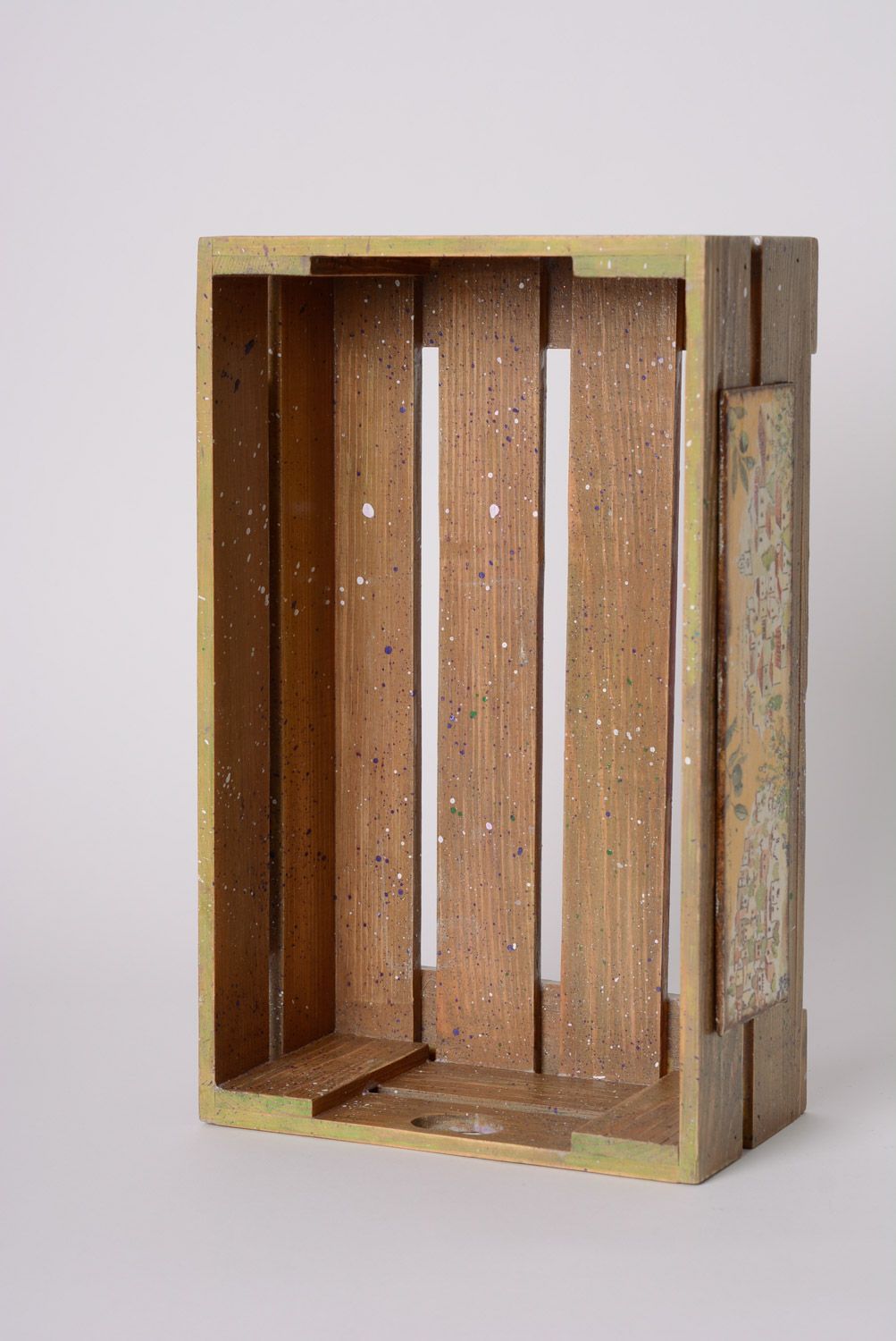 Caisse de rangement en bois originale pratique décorée en serviettage faite main photo 5