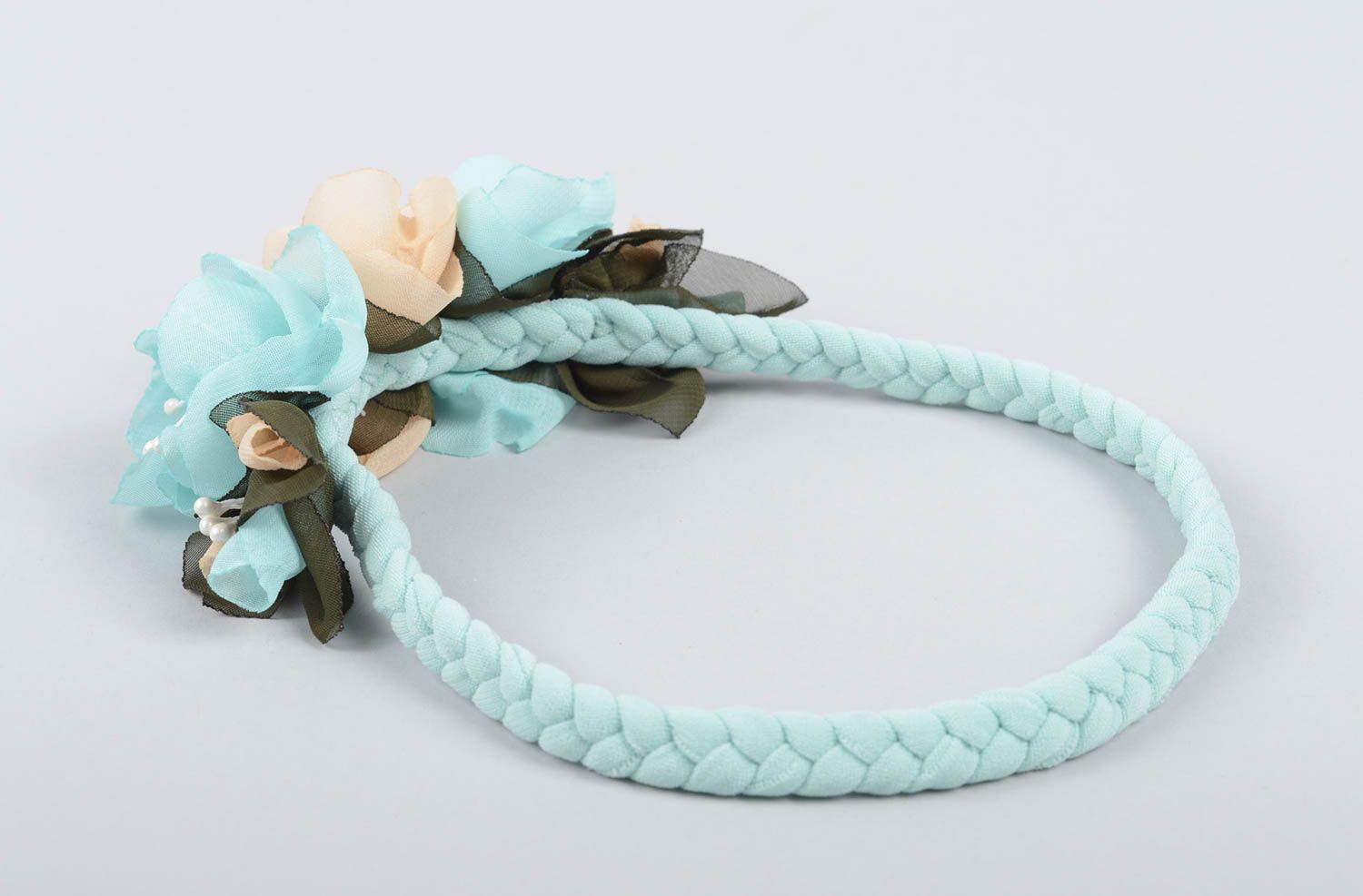 Blue handmade flower headband cool hair ornaments accessories for girls photo 3