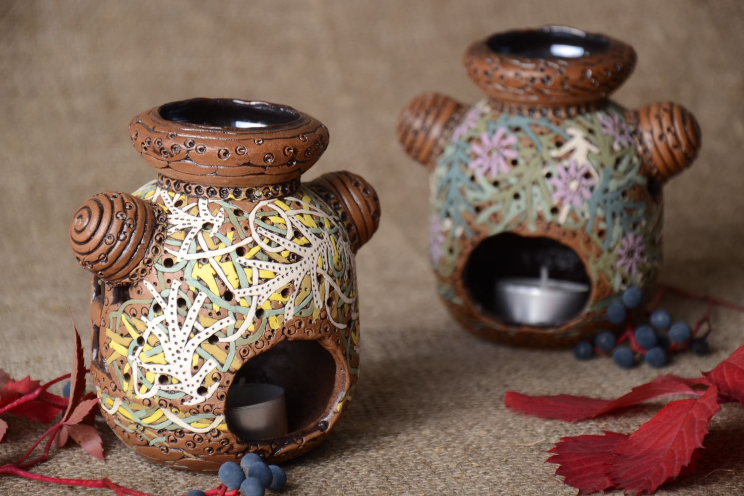 Juego de difusores de aroma artesanales portavelas de cerámica regalo original foto 1