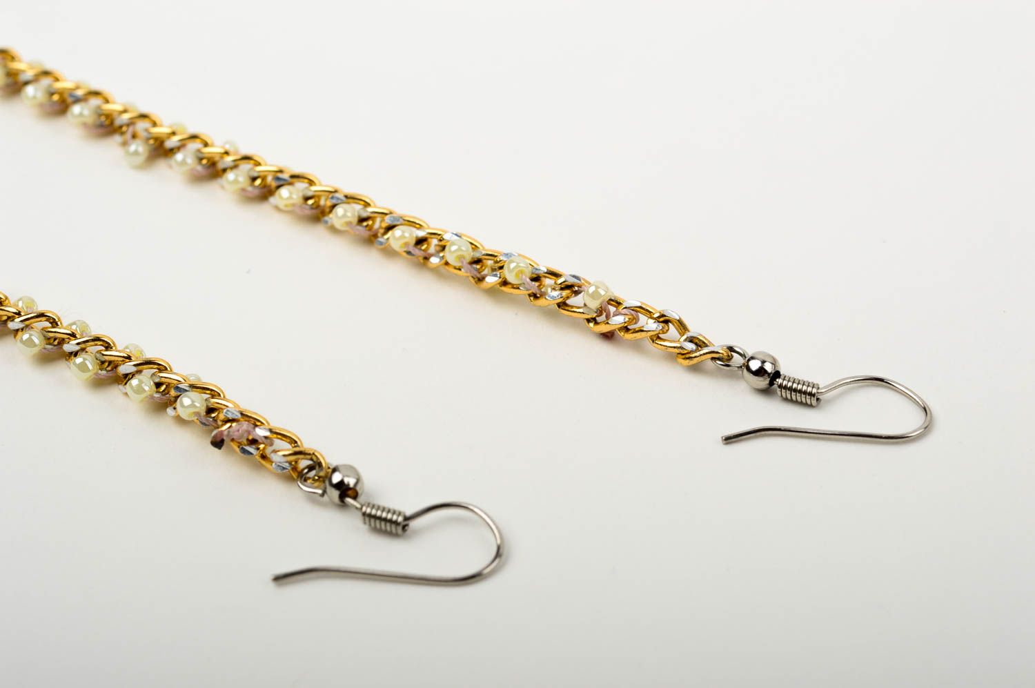 Boucles d'oreilles chaîne Bijou fait main perles de rocaille Accessoire femme photo 5