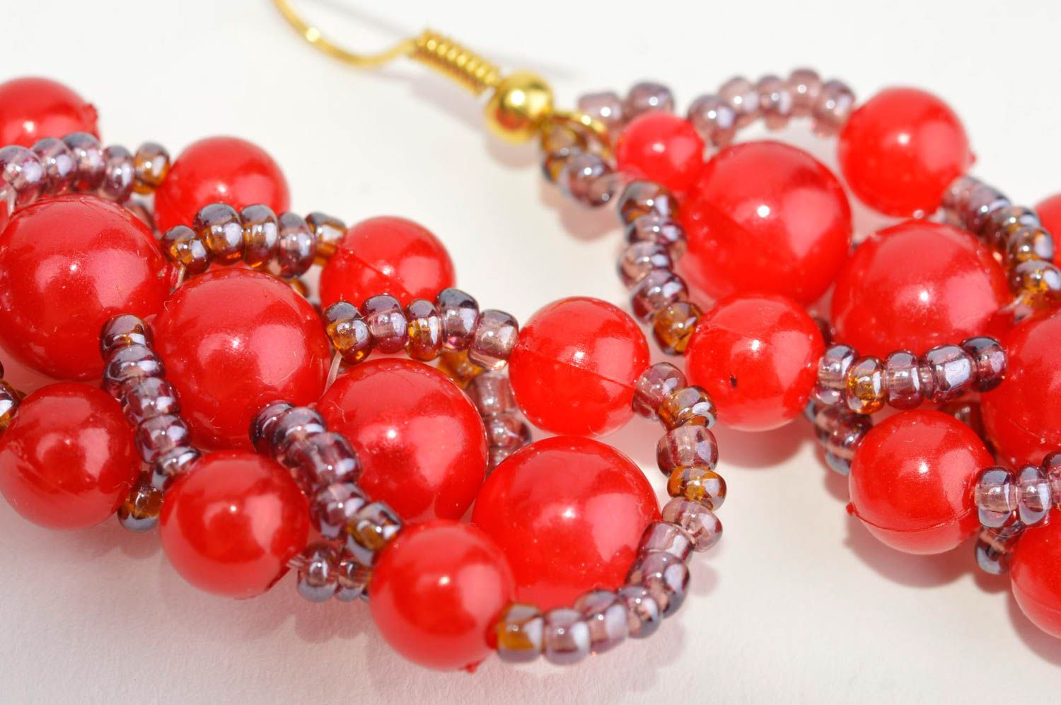 Handmade Glasperlen Schmuck in Rot lange Ohrringe Juwelier Modeschmuck modisch foto 5