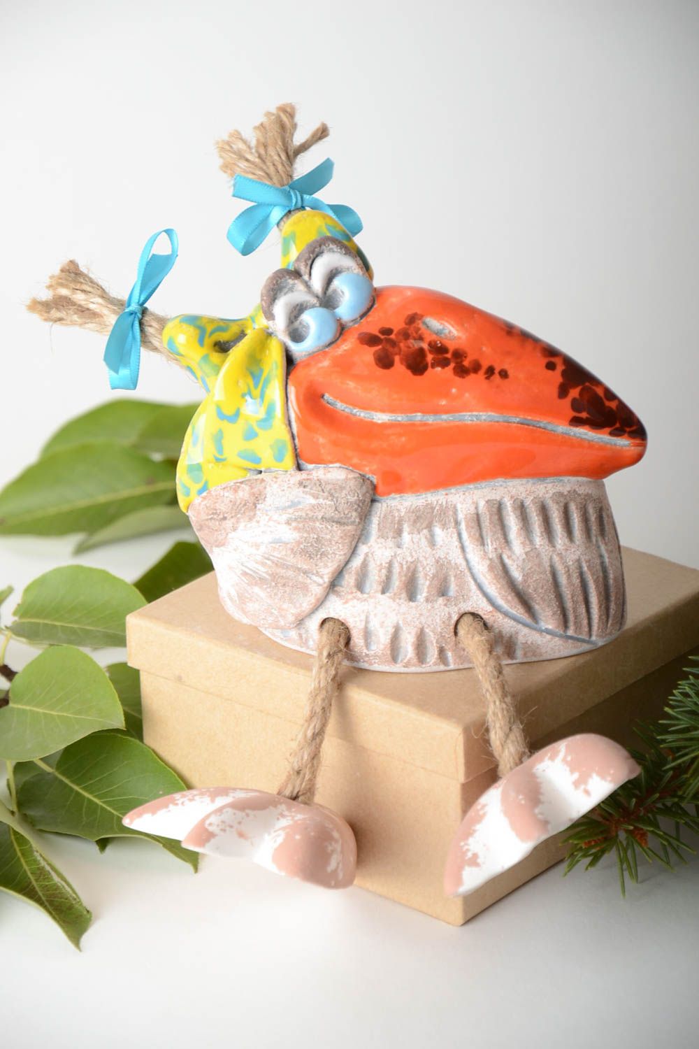 Handgemachte Keramik Kinder Spardose Geschenk für Kinder Ton Deko Krähe bunt foto 1