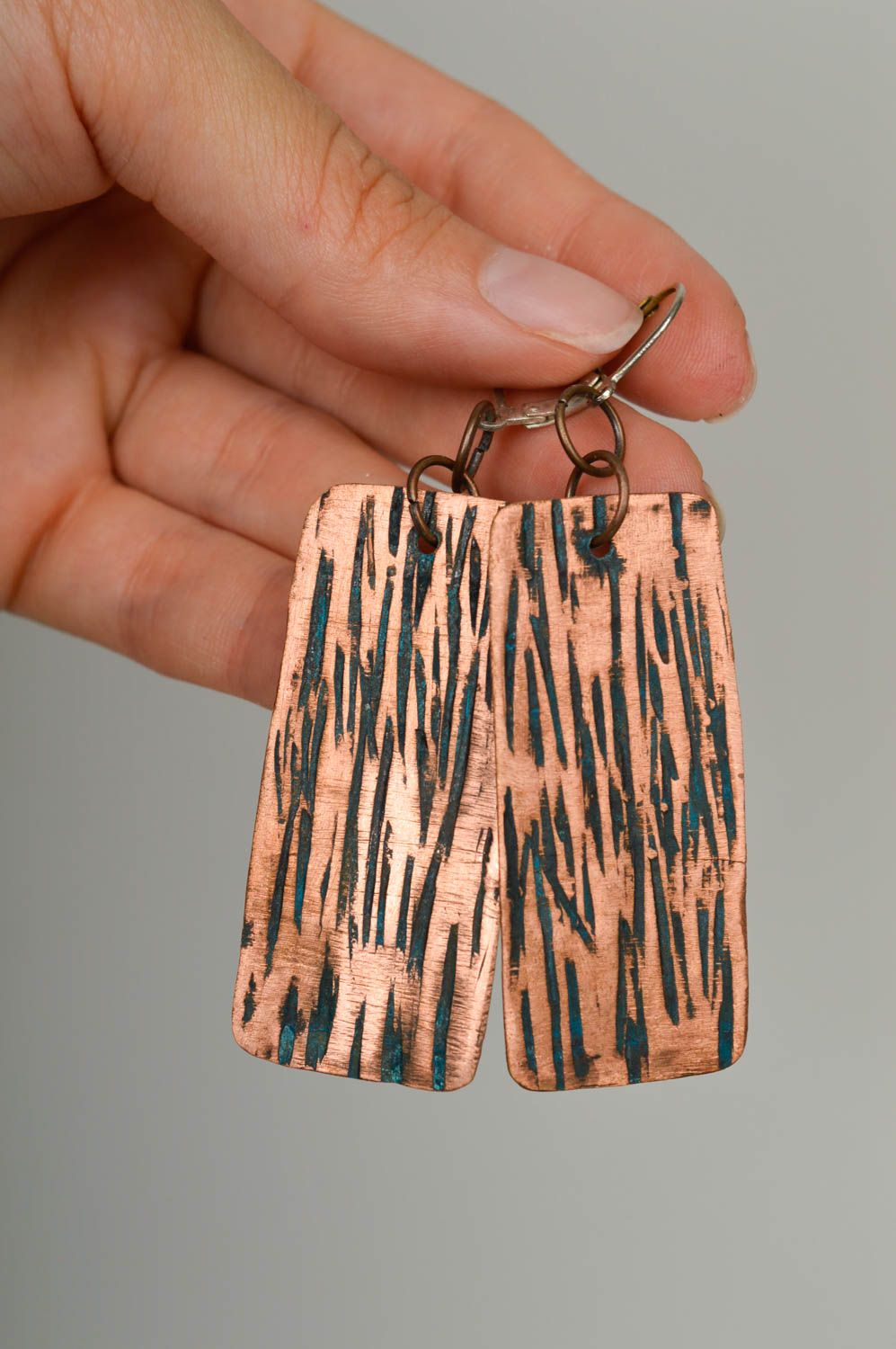 Pendientes hechos a mano de cobre natural bisutería fina regalo original foto 1