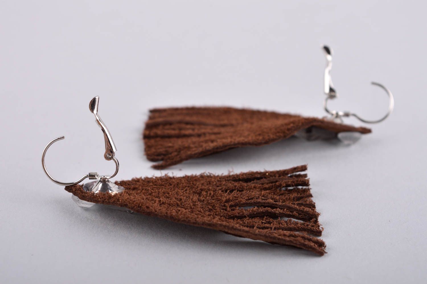 Handmade earrings leather earrings designer accessory unusual jewelry gift ideas photo 5