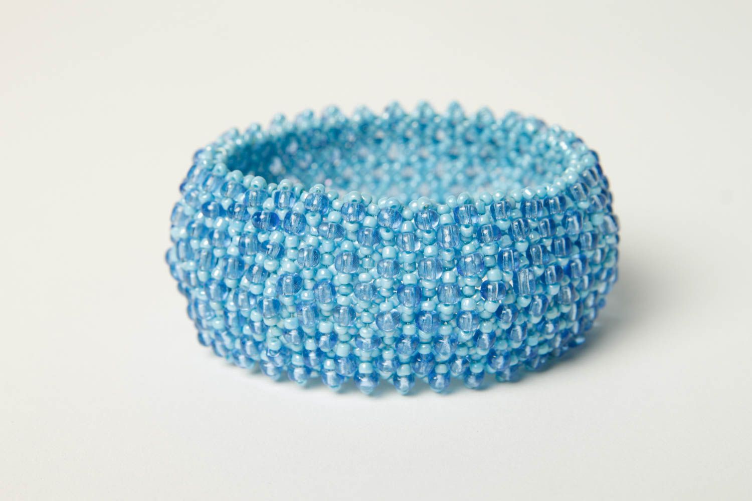 Модный браслет ручной работы браслет из бисера голубой модная бижутерия фото 3