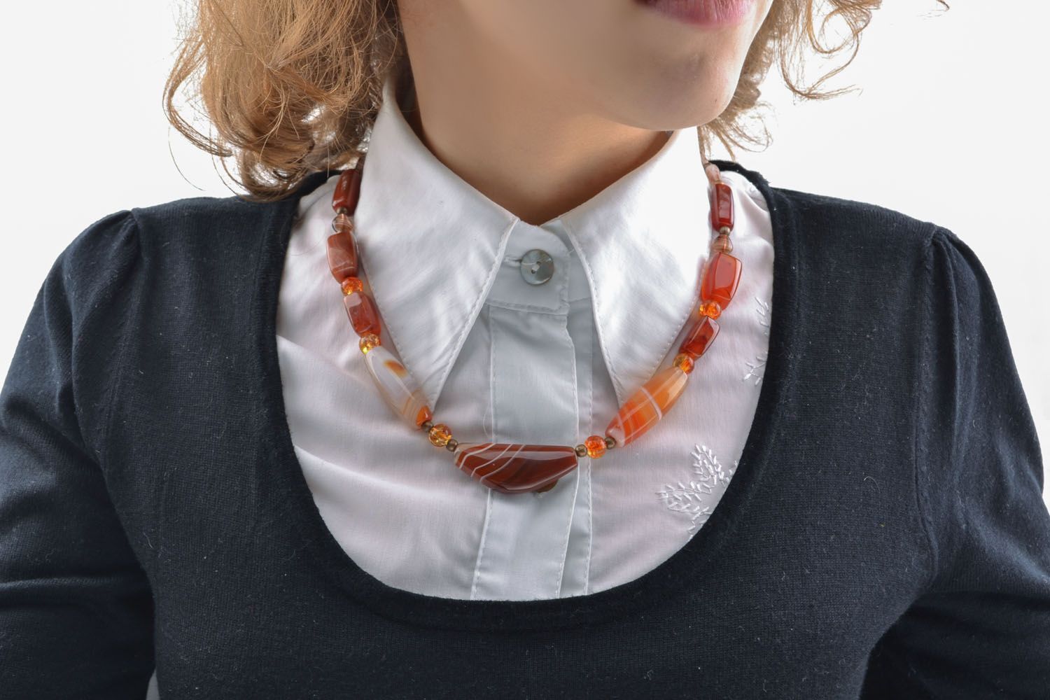 Bead necklace with natural stones and Czech glass photo 5
