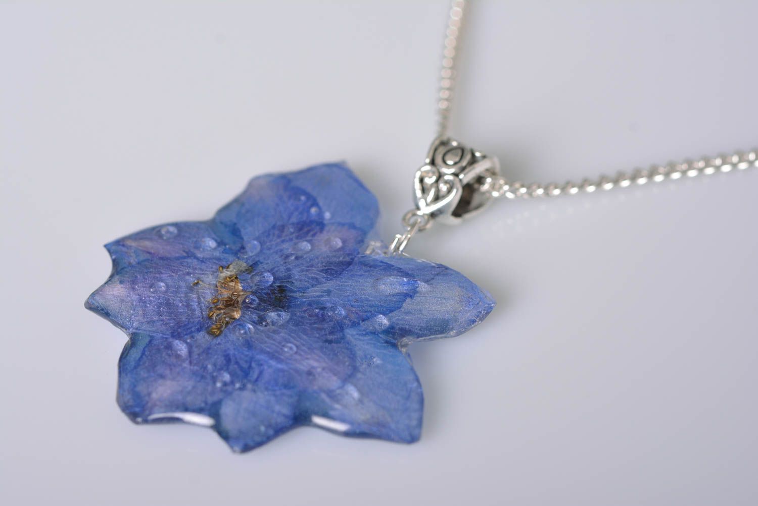 Elegant pendant botanic jewelry handmade jewelry with natural flowers for women photo 3