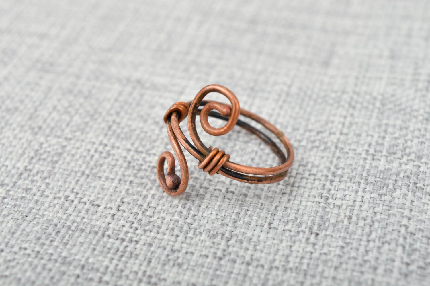 Unusual handmade metal ring stylish copper ring handmade accessories for girls photo 2