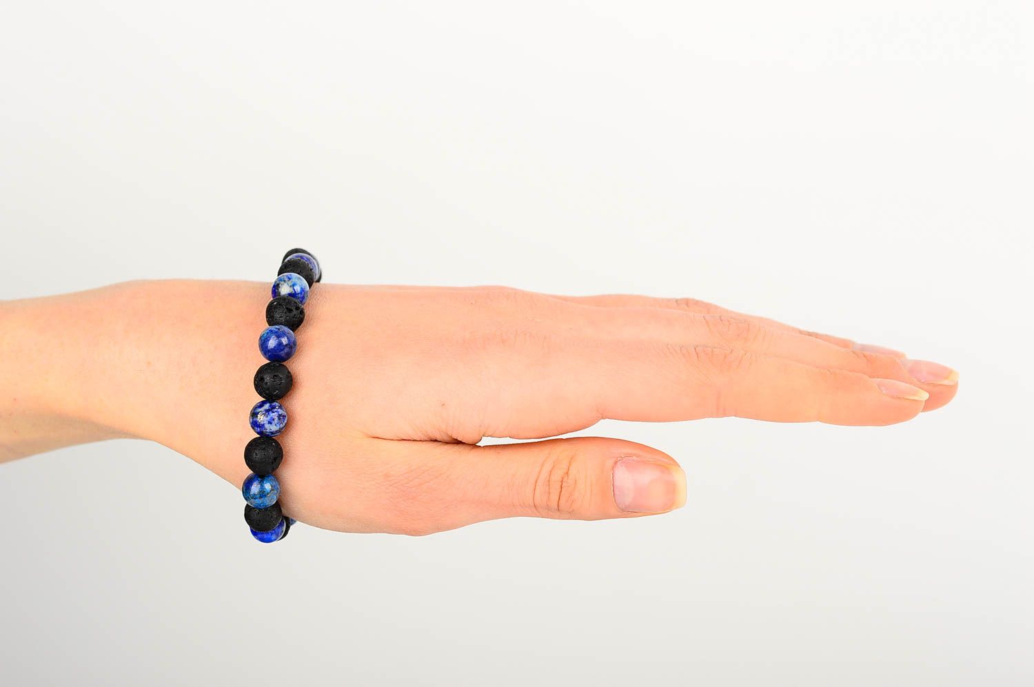 Handgefertigt Naturstein Armband Damen Modeschmuck Frauen Geschenk dunkelblau foto 2
