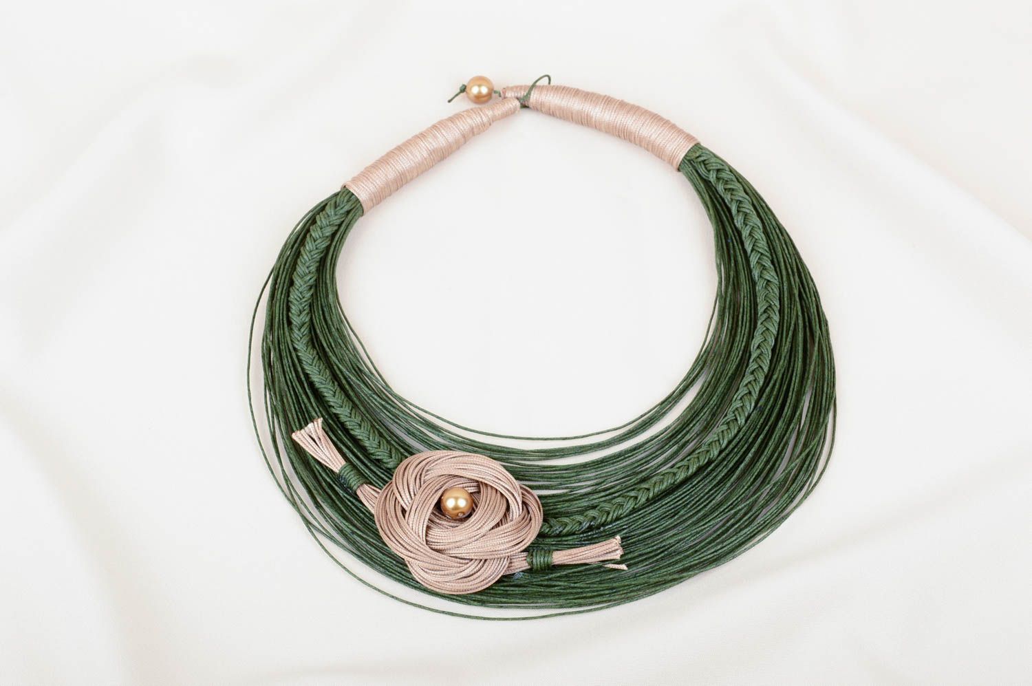 Stylish handmade textile necklace artisan jewelry designs costume jewelry  photo 2