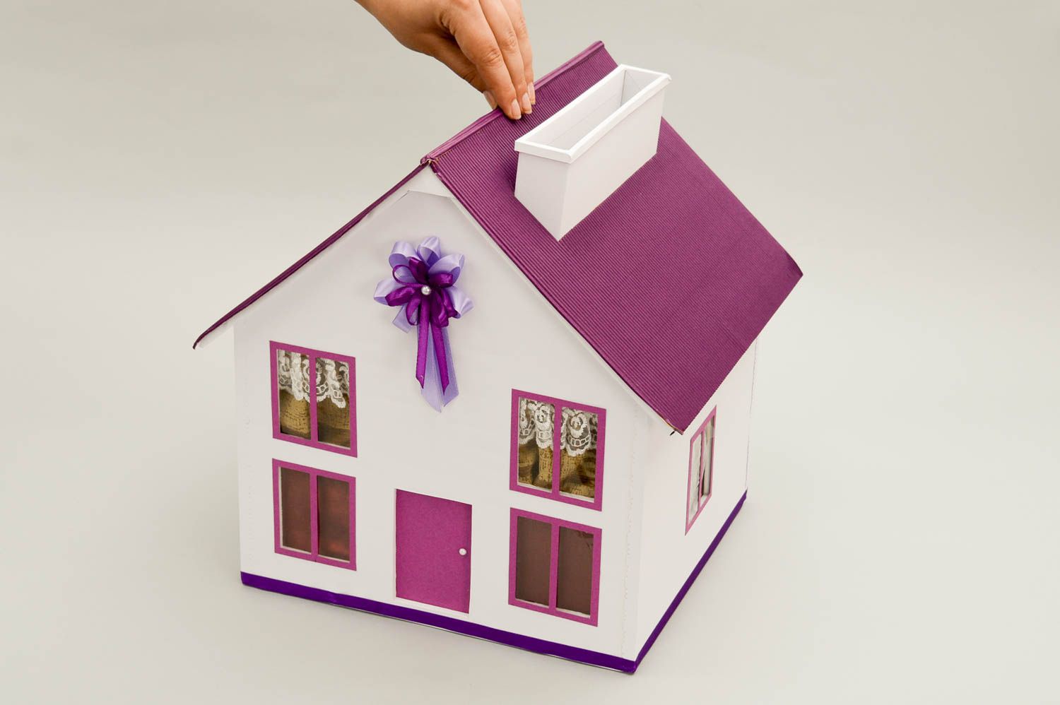 Свадебный аксессуар хэнд мэйд фиолетовая коробочка для денег атрибут для свадьбы фото 5