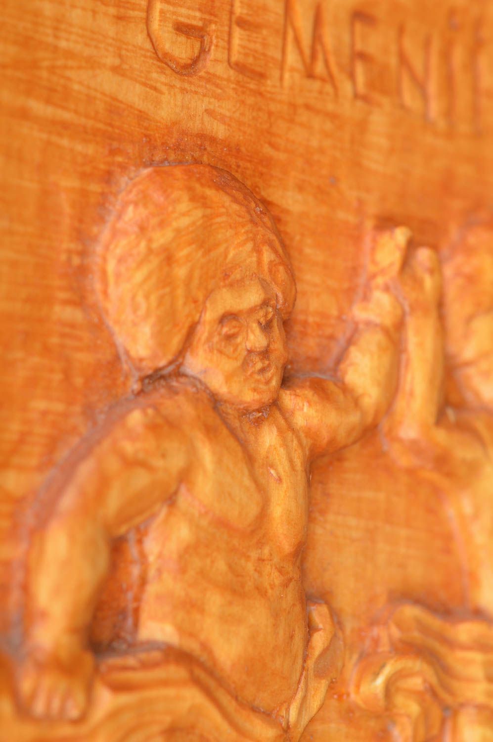 Petit tableau sculpté en bois verni fait main joli original décoratif Gémeaux photo 4