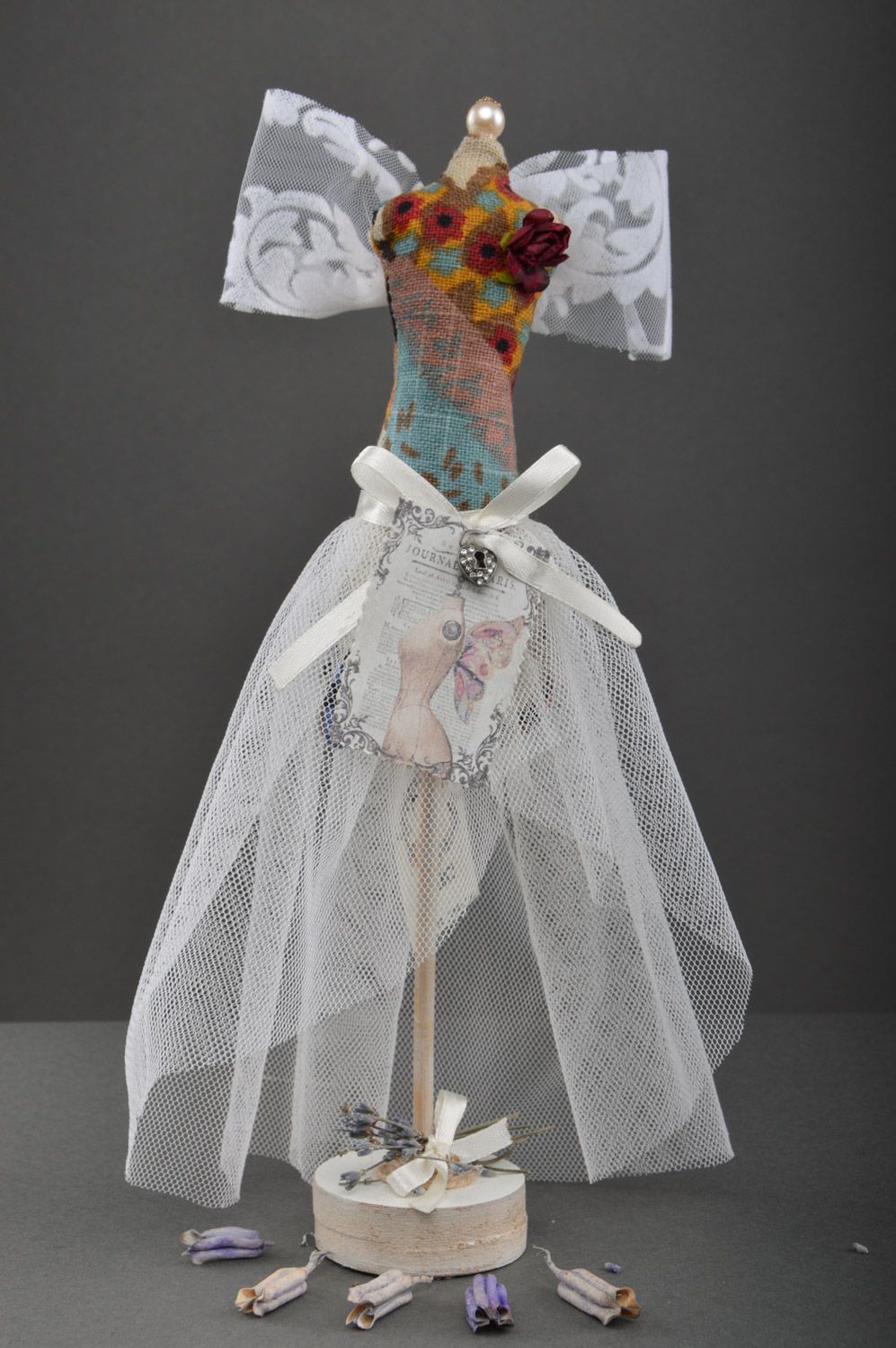 Handmade beautiful mannequin lady in white dress jewelry holder Bride  photo 3