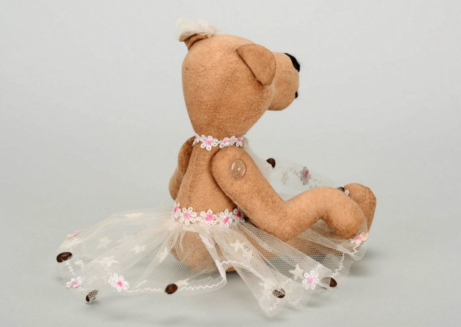 Ароматизированная игрушка из хлопка и кофейных зерен Мишка-невеста фото 4