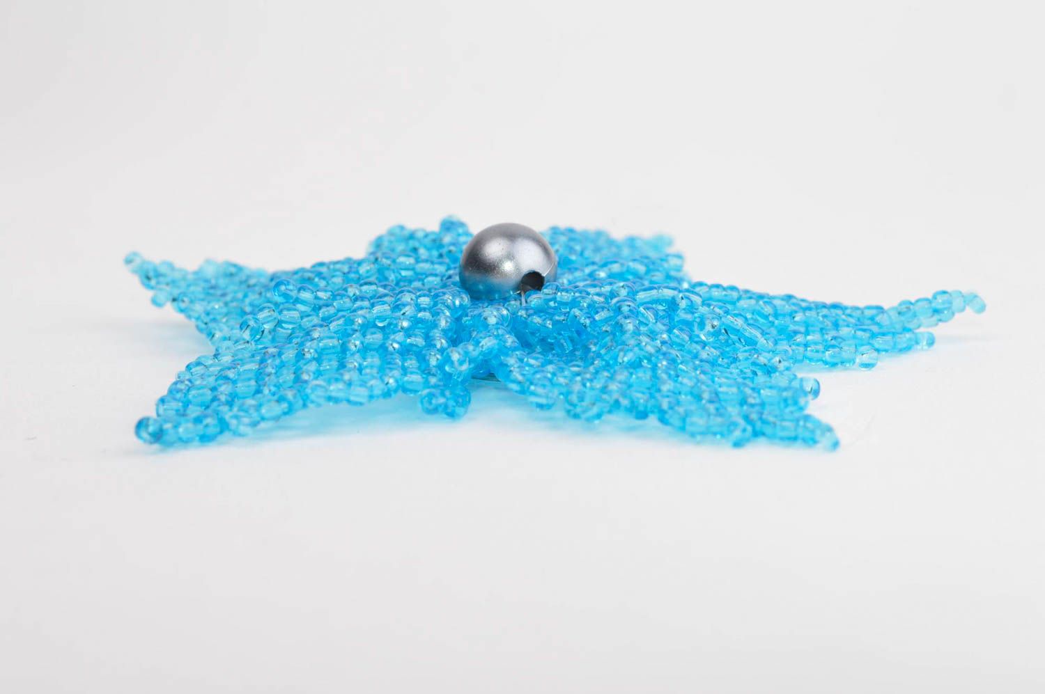 Handmade Brosche für Kleid Designer Accessoire ausgefallener Schmuck Blume blau foto 4