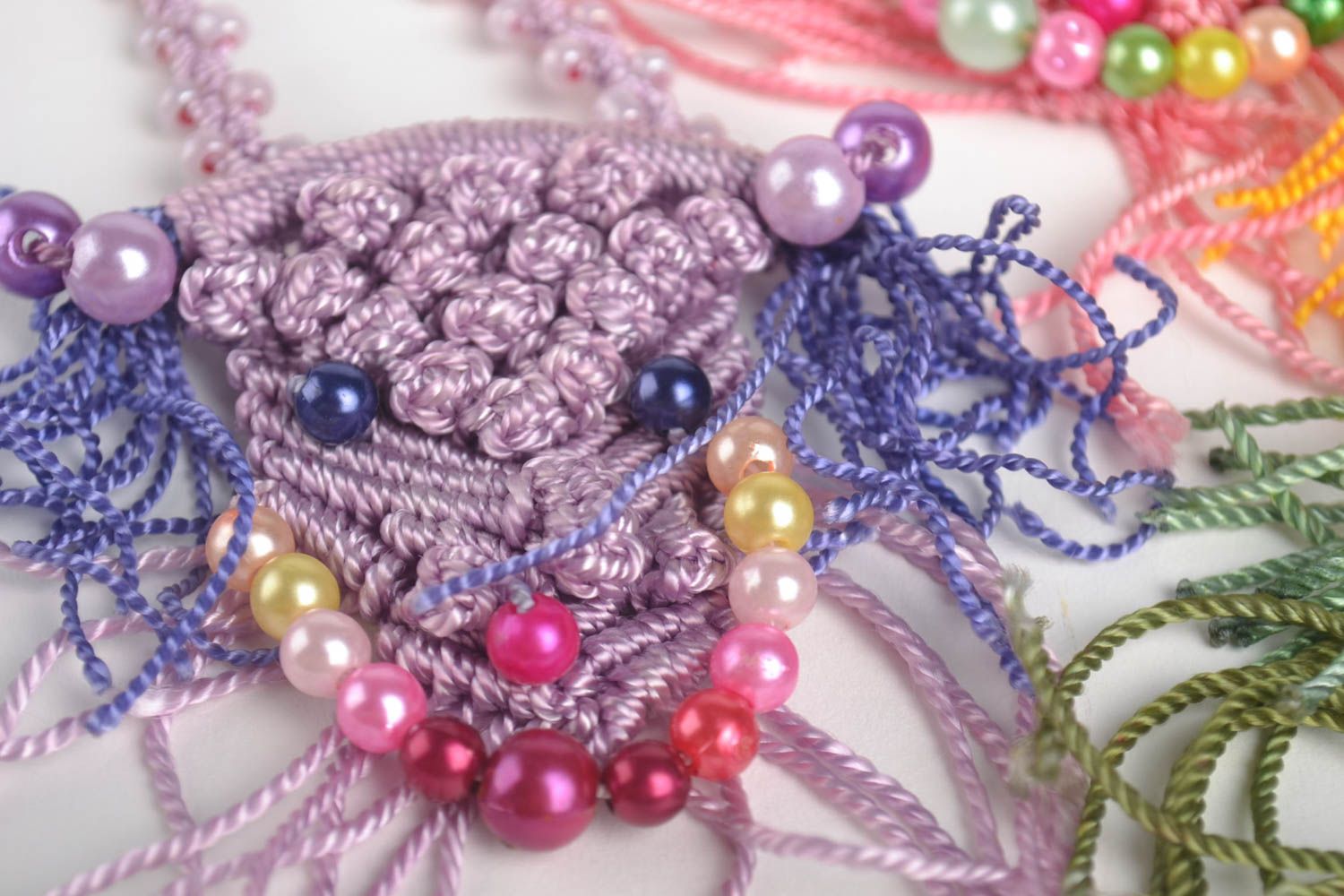 Handmade jewelry cute textile pendant stylish colorful pendants 3 pieces photo 4