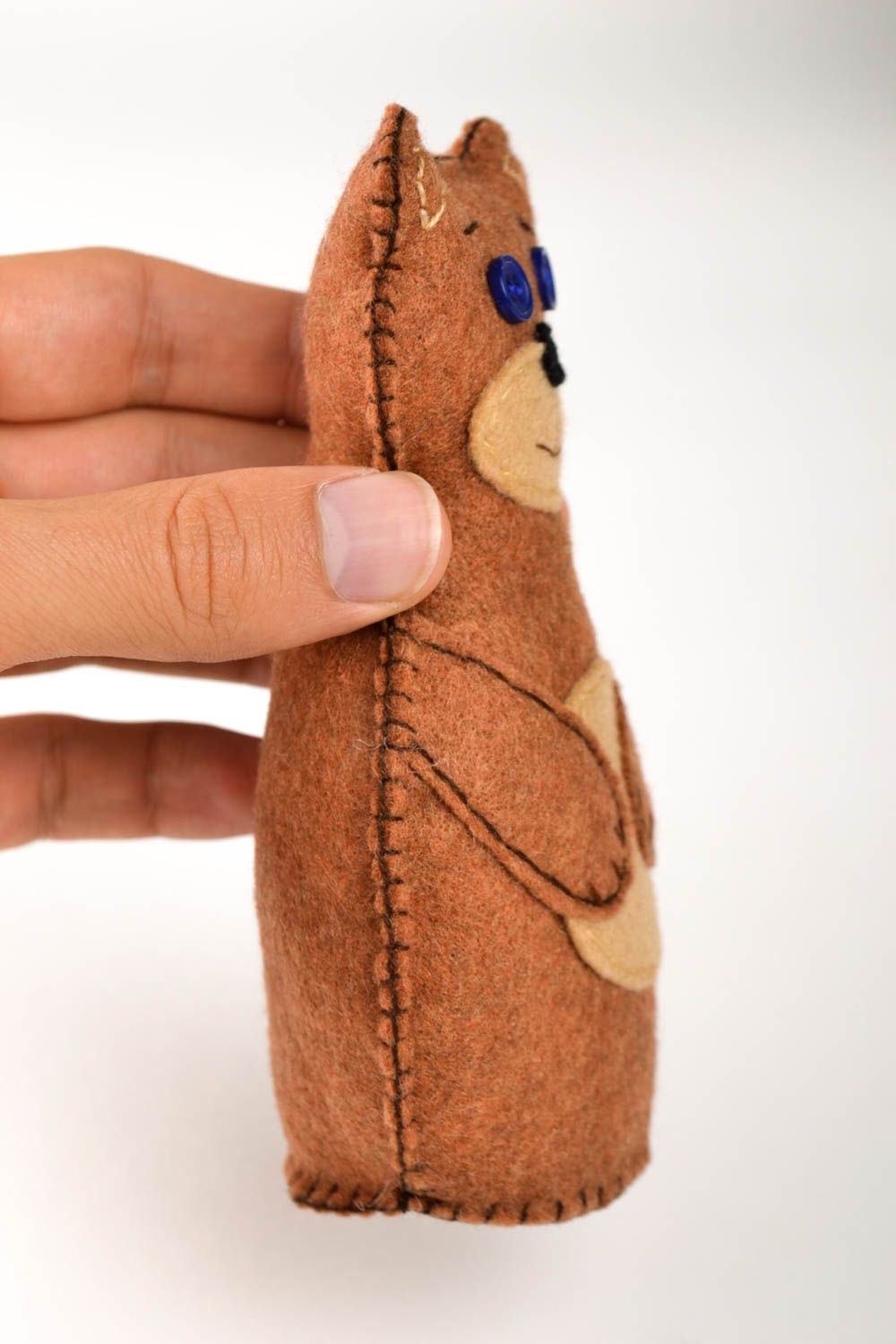 Игрушка ручной работы коричневый мишка фетровая игрушка для детей декор для дома фото 5