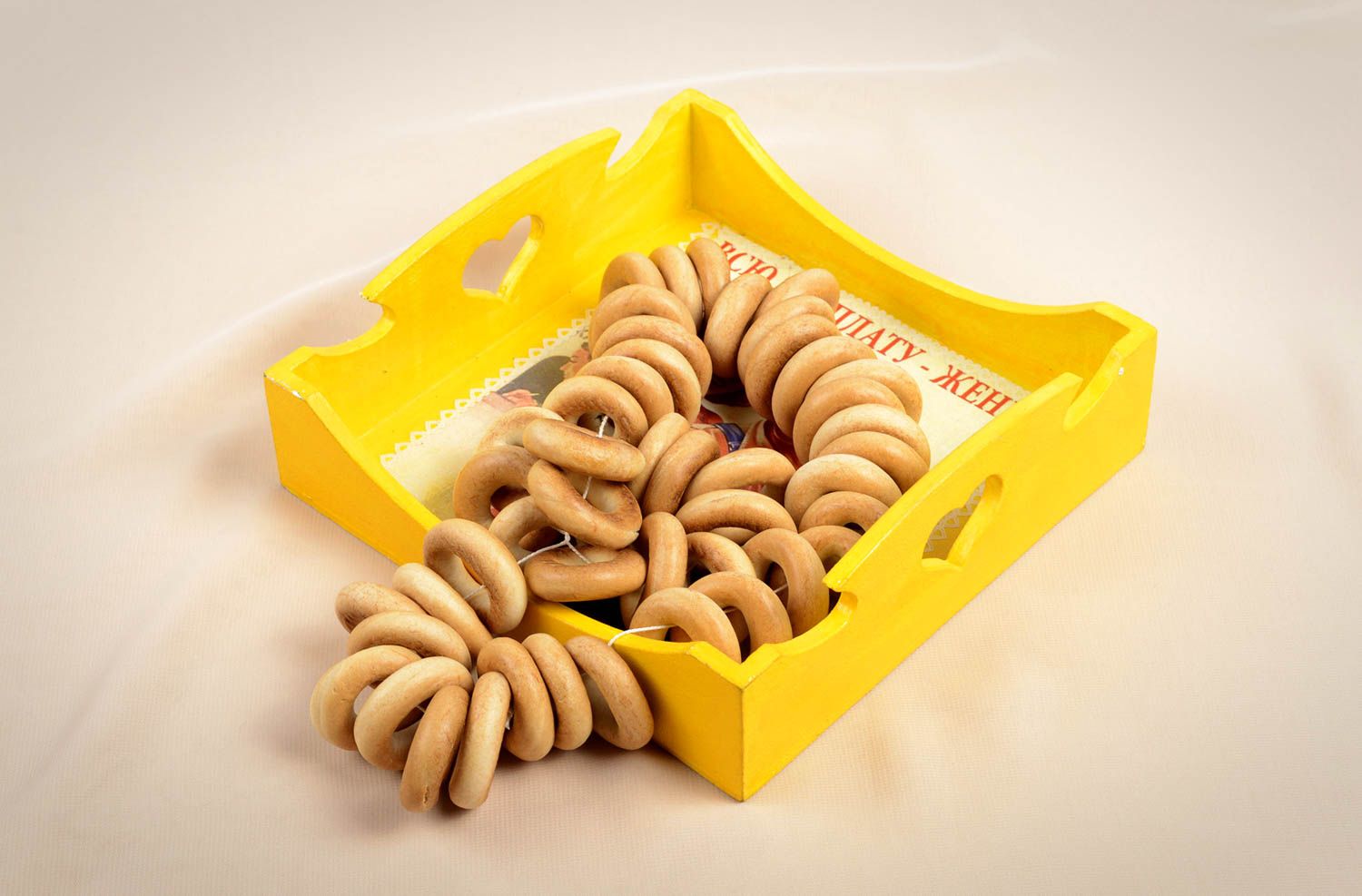 Handmade wooden bread tray unusual yellow tray stylish kitchen accessory photo 5
