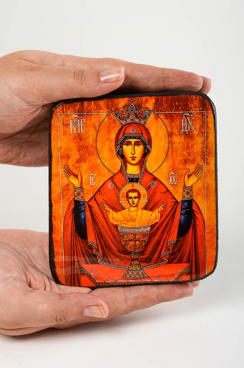 Tableau religieux Peinture religieuse fait main bois orthodoxe Cadeau original photo 5