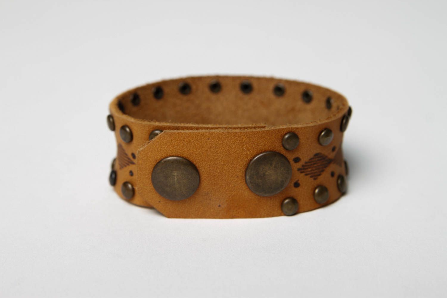 Handmade leather brown bracelet stylish designer bracelet cute accessory photo 5