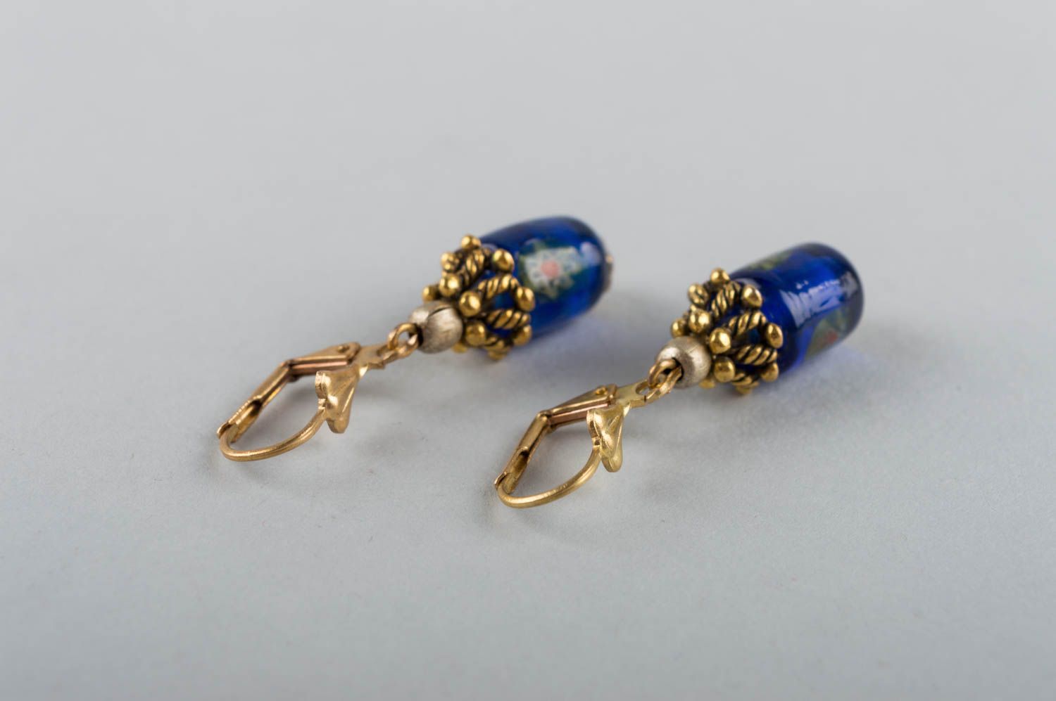 Handmade glass earrings brass earrings brass jewelry murano glass accessories photo 4