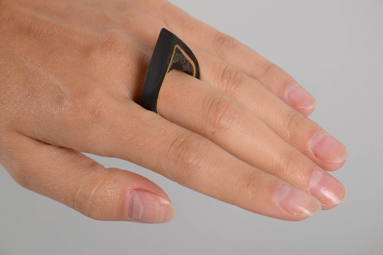 Accessoire für Frauen Ring Geschenk handmade Schmuck Modeschmuck Ring schwarz foto 2