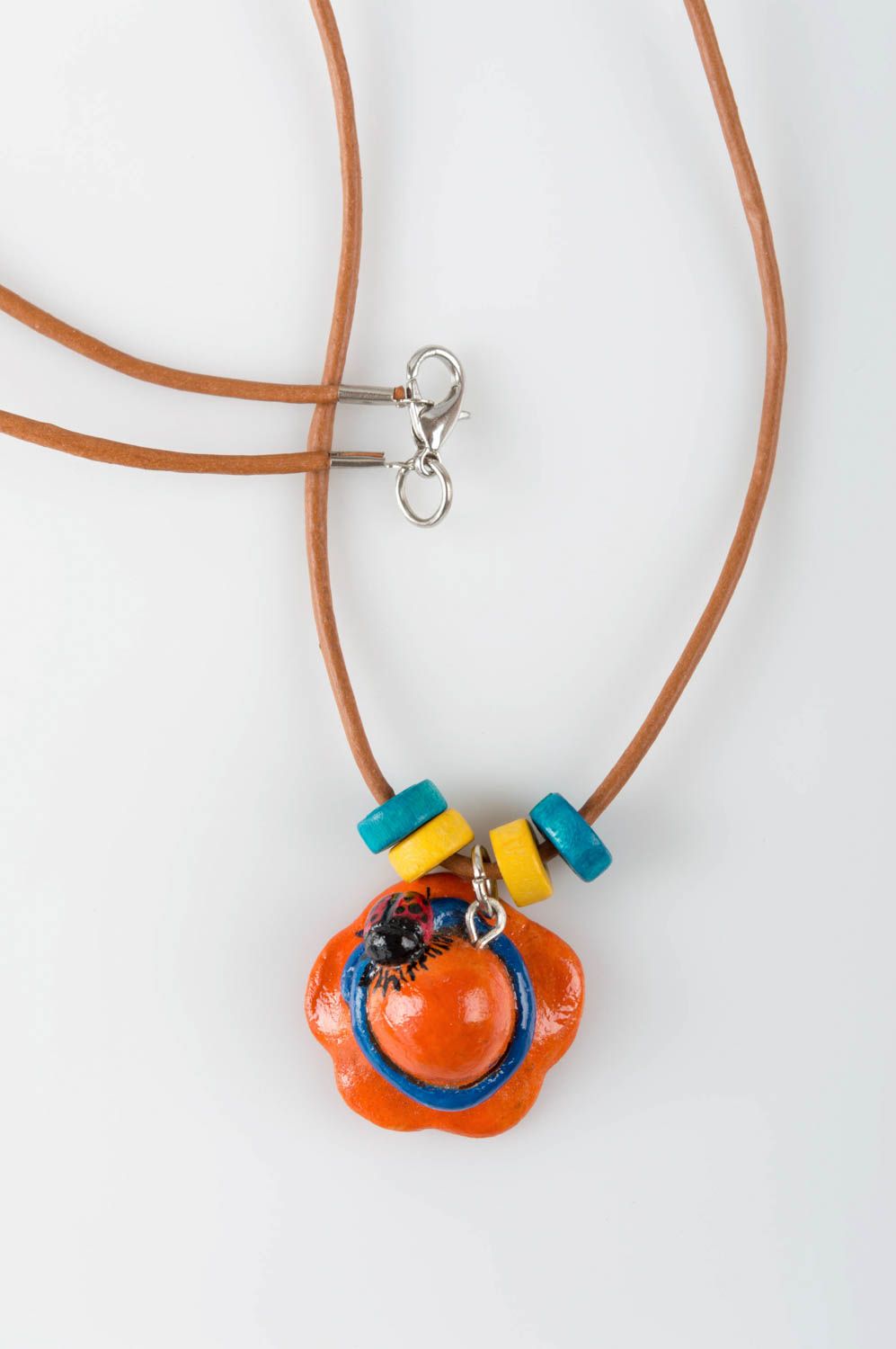 Handmade stylish pendant unusual painted jewelry designer cute accessories photo 3