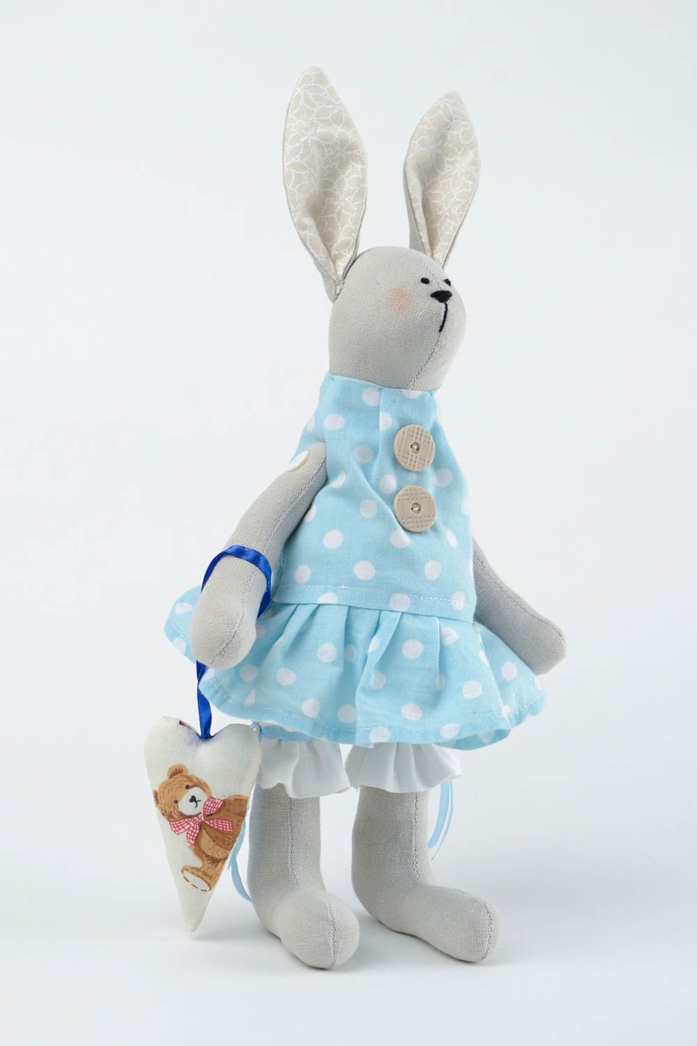 Handgemachtes Kuscheltier Hase aus Leinen Geschenke für Kinder Haus Deko foto 4