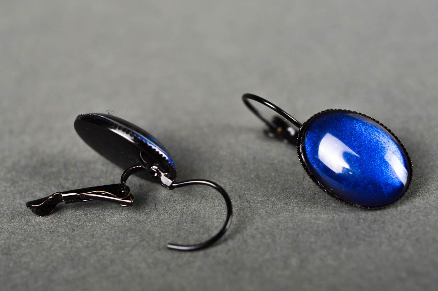 Blaue handgemachte Ohrringe stilvoller Mode Schmuck schönes originelles Geschenk foto 5
