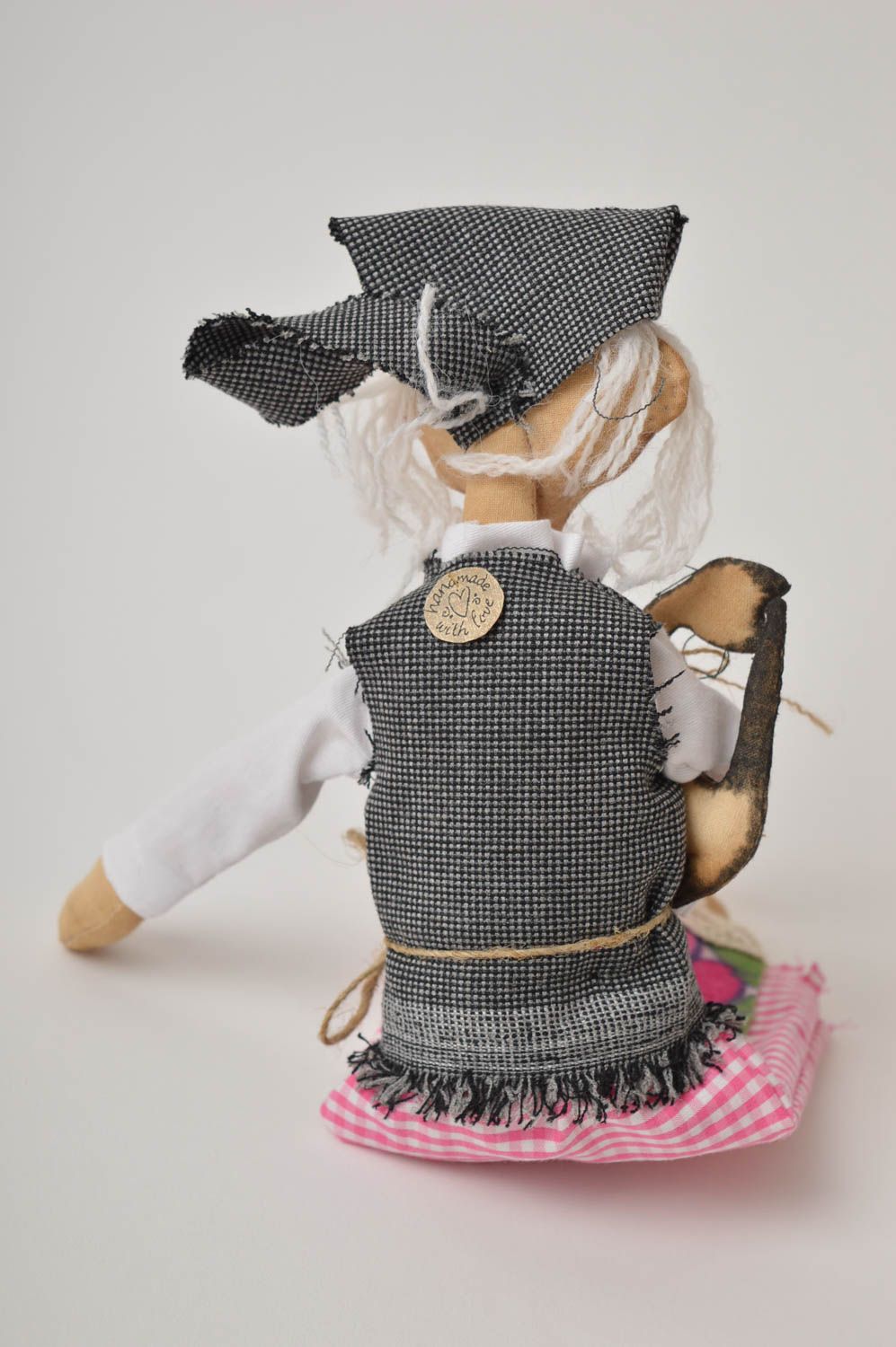 Muñeca de tela hecha a mano juguete original bruja pirulí objeto de decoración  foto 3
