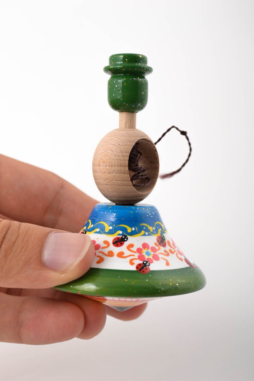 Игрушка ручной работы игрушка из дерева юла игрушка маленькая оригинальная фото 6
