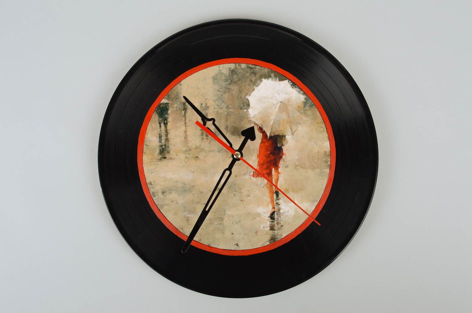 Horloge murale fait main Pendule déco vinyle original design Accessoire maison photo 2
