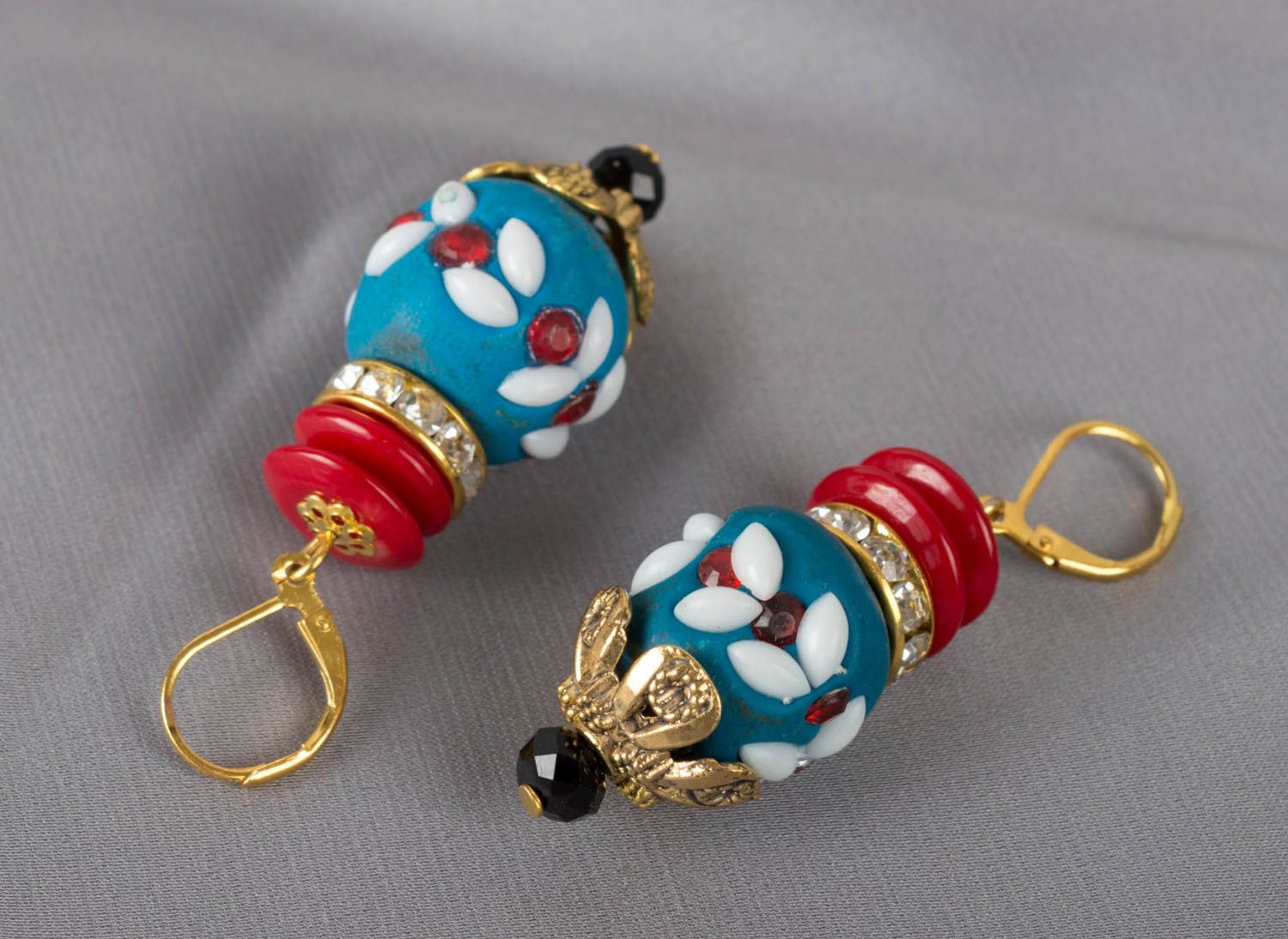 Handmade plastic bead earrings beautiful jewellery designer jewelry for her photo 1