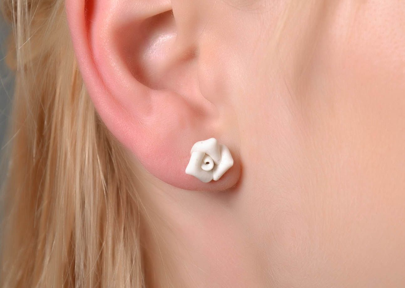 Stud earrings made of polymer clay photo 4