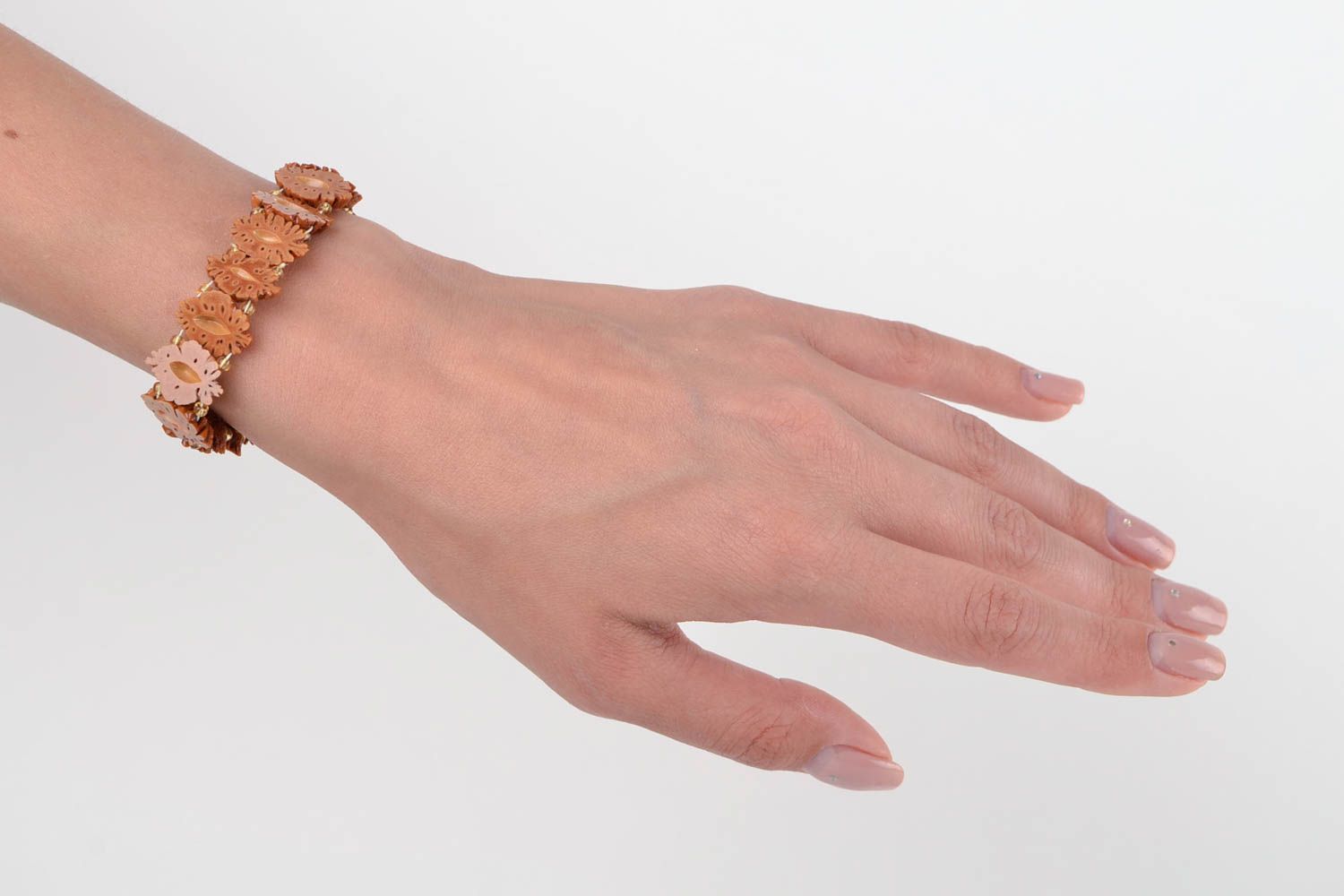 Wide handmade bracelet wrist bracelet in eco style designer beautiful jewelry photo 2