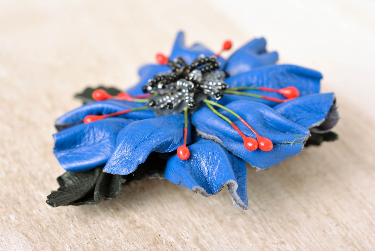 Handmade leather jewelry brooches and pins floral hair accessories gifts for her photo 5