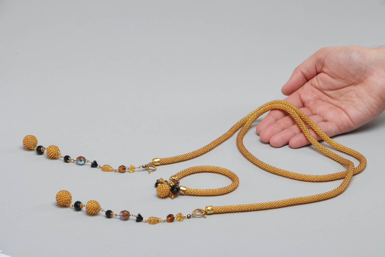 Bracelet et collier en perles de rocaille lariat 110 mm faits main bijoux photo 5