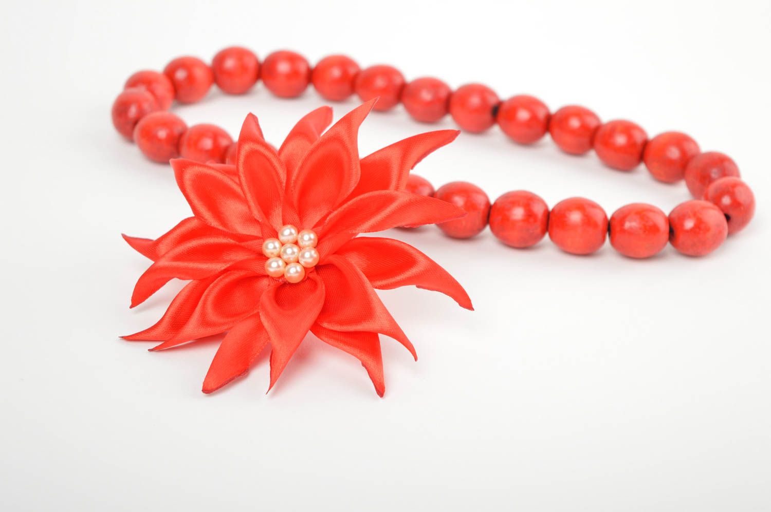 Goma para el pelo artesanal flor roja accesorio para niñas regalo original foto 1