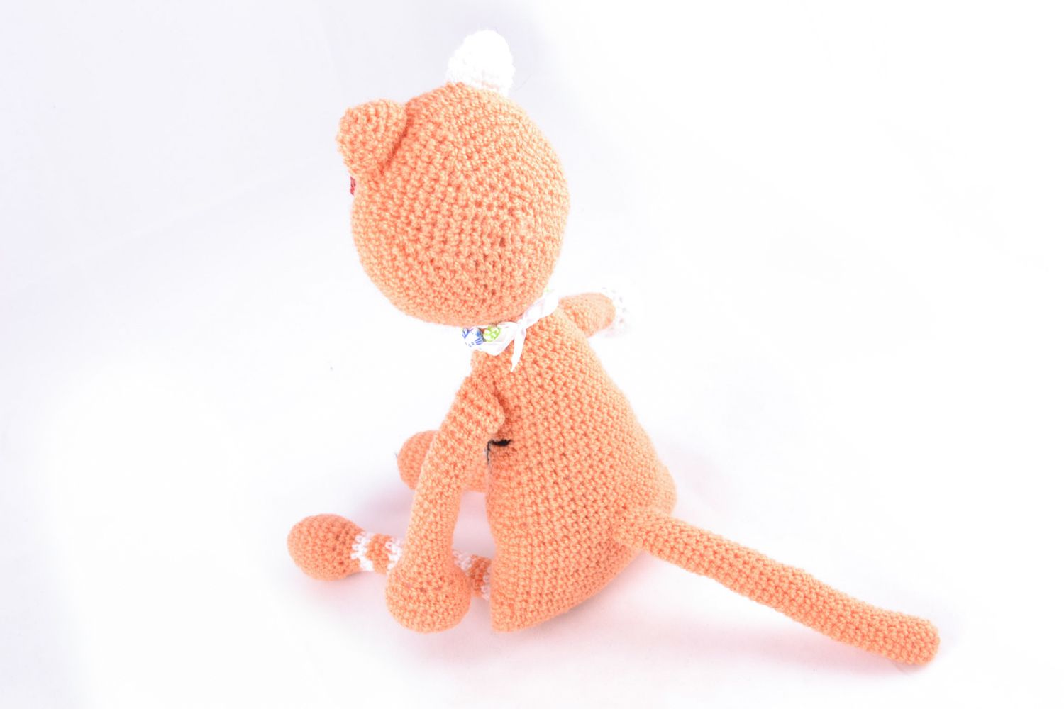 Giocattolo a maglia fatto a mano pupazzo morbido a forma di gatto rosa foto 5