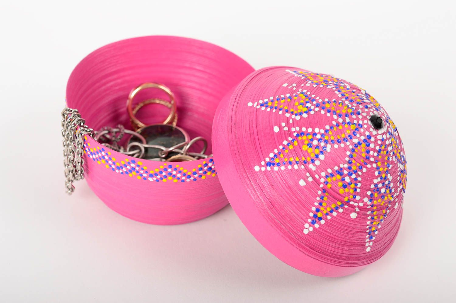 Pink handmade jewelry box painted beautiful home decor stylish accessories photo 2