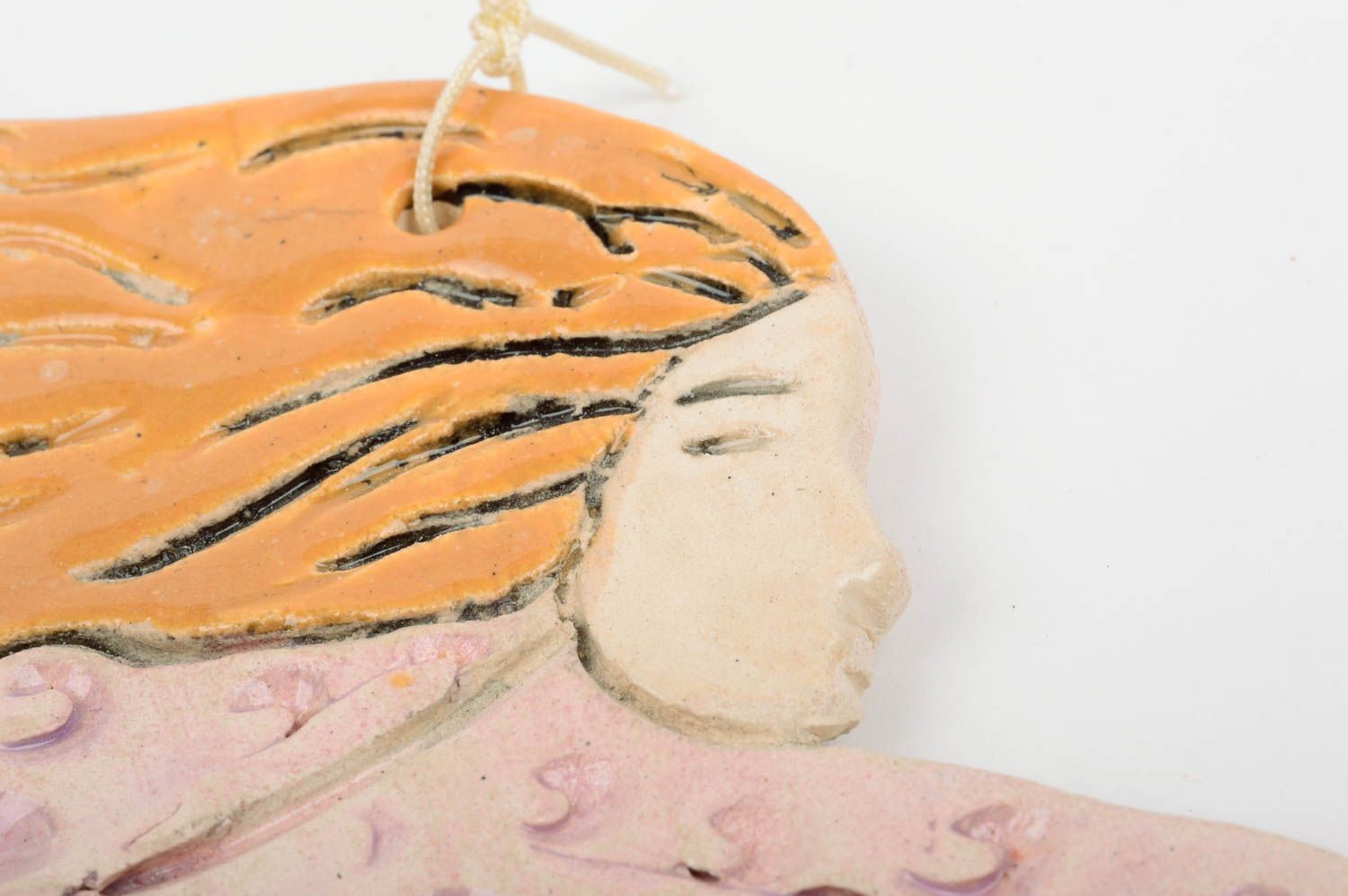 Deko zum Aufhängen handmade Keramik Deko Engel Figur süße Deko Ideen bemalt  foto 3