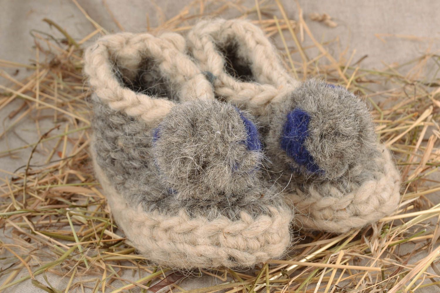 Pantuflas de lana grises para niños foto 1