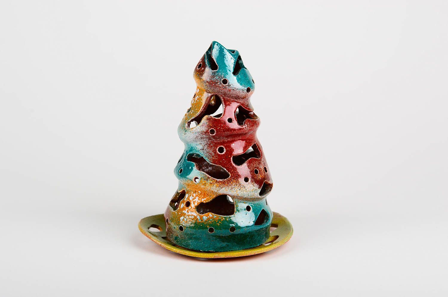 Teelichthalter bunt Handmade Deco Kerzenhalter aus Ton Designer Kerzenhalter  foto 1