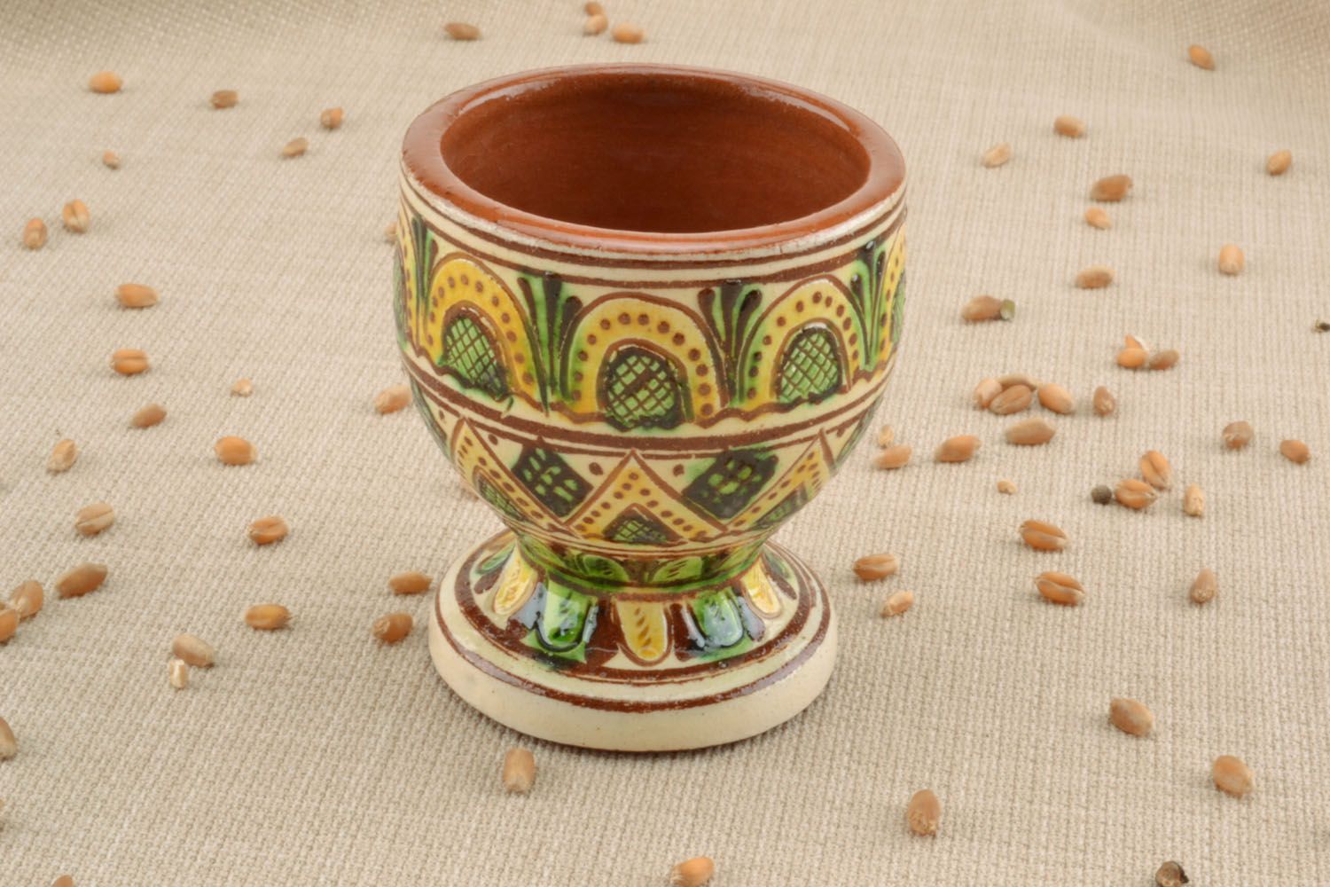Small glass made using Ukrainian folk ceramic technique photo 1