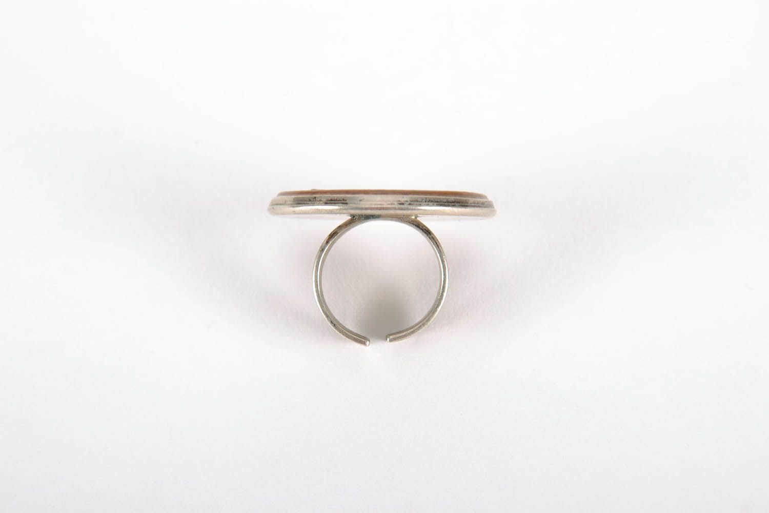 Мельхиоровое кольцо с эмалированной медной пластиной фото 4